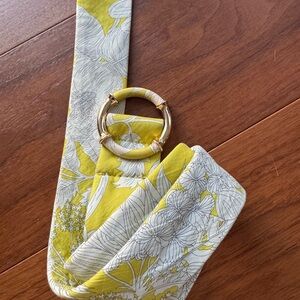 [J Crew] Floral Patterned Belt with Gold Buckle Size M